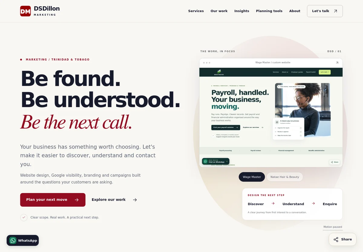 DSDillon Marketing custom website homepage